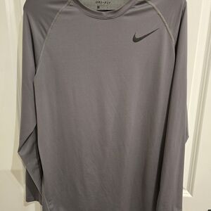 Nike Men's Long Sleeve Dr Fit Gray Sz L Athletic Running Baseball Football Layer